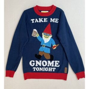 Tipsy Elves Men's Small Ugly Christmas Sweater Take Me Gnome Tonight Holidays